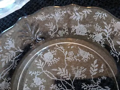 Set Of 6 Fostoria Chintz Etched Clear Baroque Elegant Glass Small Desert  Plates • $19.99