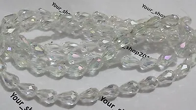£2.39 • Buy 25 Teardrop Briolette Faceted Cut Glass Crystal Beads 10x15mm Jewellery Making