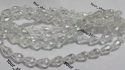 £2.39 • Buy 25 Teardrop Briolette Faceted Cut Glass Crystal Beads 10x15mm Jewellery Making