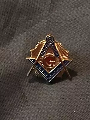 Master Mason Lapel Tac Pin Cut Out Square Compass Blue Fraternity Goldtone NEW! • $7.95