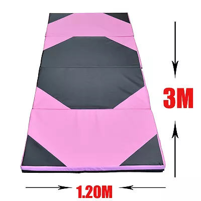 Super Large 300cm X 120cm Gymnastics Folding Gym Yoga Exercise Mat - Pink/Black • $149.95