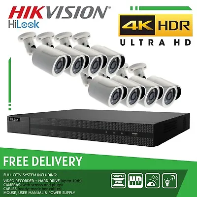 Hikvision 8mp Cctv Security 4k Uhd Dvr 4ch 8ch System Outdoor Hd Camera Kit Uk • £83.99
