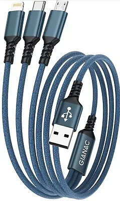GIANAC Multi Charger Cable USB Charger Cable [1.2M] 3 In 1 Multiple USB • £5.49