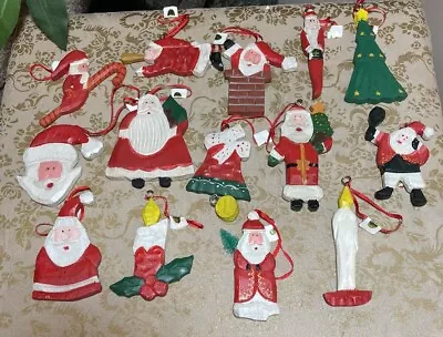 Vintage QVC Carved/Painted Primitive Rustic Christmas Ornaments Lot Of 14 • £24.10