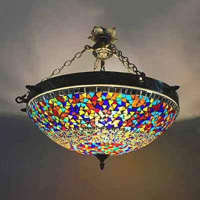 Tiffany Moroccan Vintage Stained Glass Ceiling Chandelier Light For Living Room • $179