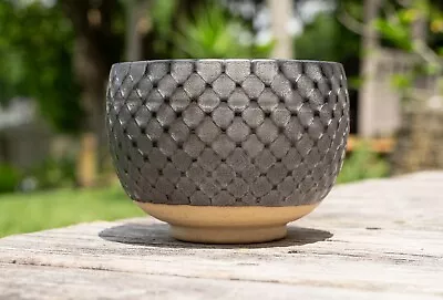 Japanese Authentic Dark Matcha Bowl - Black Ami Pattern Matcha Cup 15 Oz • $49.99