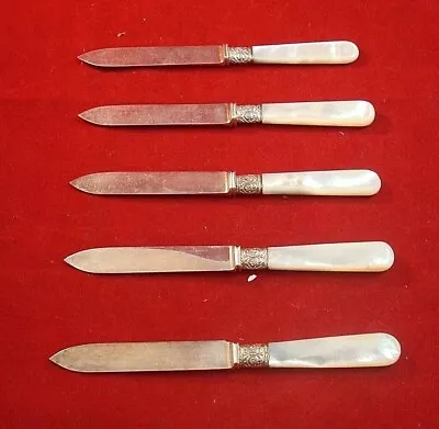 Set Of 5 Fruit Knives - Mother Of Pearl Handles By J Russell & Co 1834 (#2406) • $75