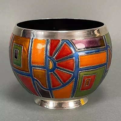 Rare Vintage Miguel Pineda Champleve Enamel Vase Colorful Geometric MCM Design • $1298