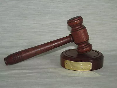 £23.99 • Buy Small Mahogany Gavel & Block Engraved Pocket Palm Auctioneer Best Man 