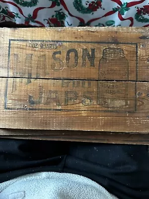 Vintage Wood Crate Side Masons Fruit Jar Swayzee Wooden Box Lid Only 1858  Rare • $150