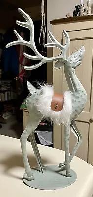 Christmas Metal Reindeer Holiday Decor Silver Figurine 16” T X 9.5” L  X 4” W • $18.99