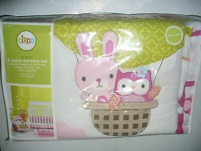 Crib Bedding Set 4 Piece Pink And White Bunny Owl Baby Newborn  • $125