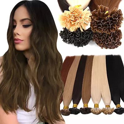 Pre Bonded Nail U Tip Human Hair Extensions Real Remy Russian Straight Hair 200s • $53.20