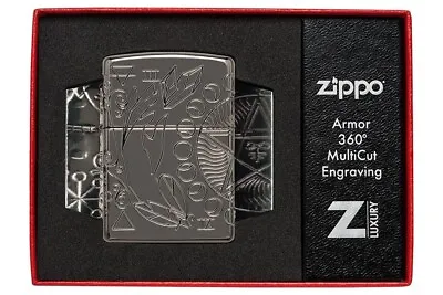 Zippo GENUINE Windproof Armor Lighter 360° MultiCut Black Ice Wicca Occult NEW • £97.40