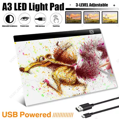 A3 LED Drawing Tracing Board Light Box Tattoo Art Stencil UltraThin Lightbox Pad • £15.59