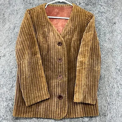 VINTAGE Corduroy Jacket Womens Small Brown Button Down Lined Bomber Coat 90s • $17.46