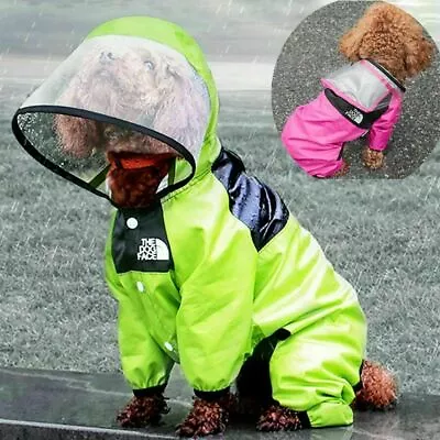 £15.59 • Buy Pet Dog Raincoat Face Waterproof Clothes Jumpsuit Puppy Jacket Dogs Rain Coat
