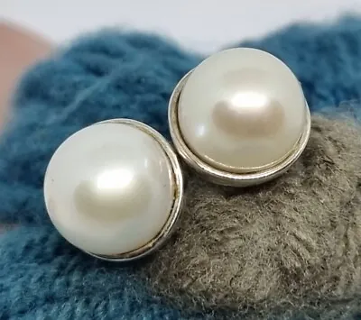 Genuine Pandora White Cultured Pearl Stud Earrings S925 ALE 💕 • £50