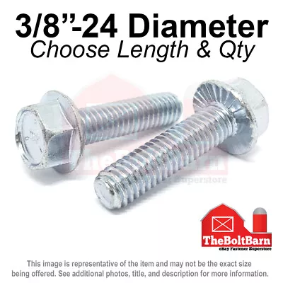 3/8 -24 Grade 5 Serrated Hex Flange Screws Frame Bolts Zinc (Pick Length & Qty) • $9.93