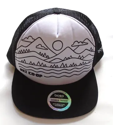 NEW REI Co-op Black White SnapBack Boco Gear Trucker Style Mesh Baseball Hat Cap • $10.99