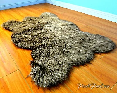 New Original Grizzly Bearskin Throw Rug Synthetic Furs   2' X 4' • $59