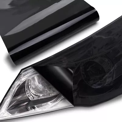 12 X72  Gloss Dark Black Smoke Headlight Taillight Fog Light Tint Film Vinyl US • $10.44