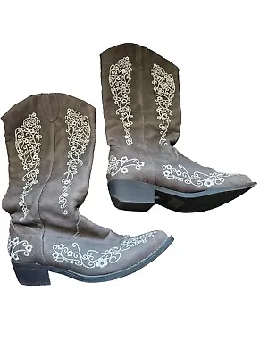 C. Label Grey Embroidered Boots • $69.99