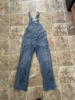 Vintage Y2K Dickies Distressed Denim Bib Overalls Size 34 • $24.54