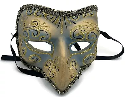 Venetian Mask Beak Glitter Masquerade Drama Blue Mardi Gras Theatre Party Magic • $14.50