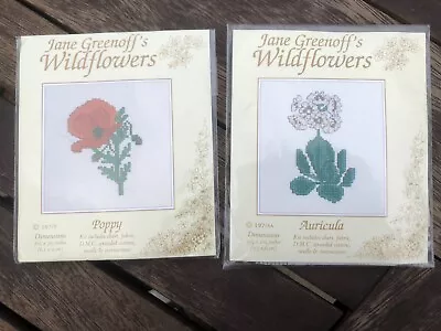 2 Jane Greenoff's Wildflowers Cross Stitch Kits Auricula & Poppy • £6