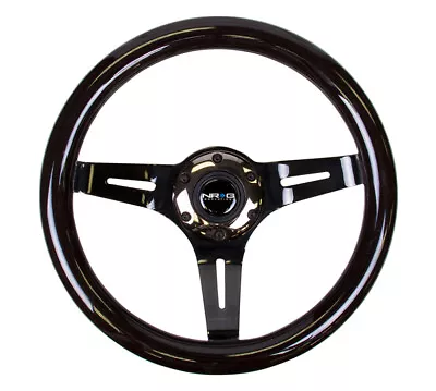 NRG Classic Wood Grain Steering Wheel 310mm Black W/ Black Chrome 3-Spoke Center • $152