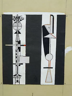 Rare 1970 Cuban Artist Jose Maria Mijares Surreal Abstract Painting  Boceto  • $2400