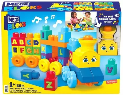 Mega Bloks First Builders ABC Musical Train 50pc. Big Building Block Toddler Toy • $29.90