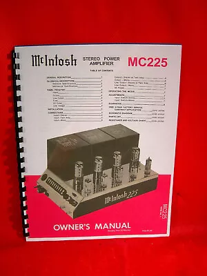 One Brand New Copy Of Mcintosh Mc225 Stereo Power Amplifier Owner’s Manual  • $26.95