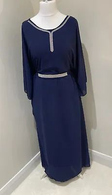 ARABIC MOROCCAN DUBAI KAFTAN ABAYA DRESS LONG GOWN. Diamanté Neckline And Belt • $56.85