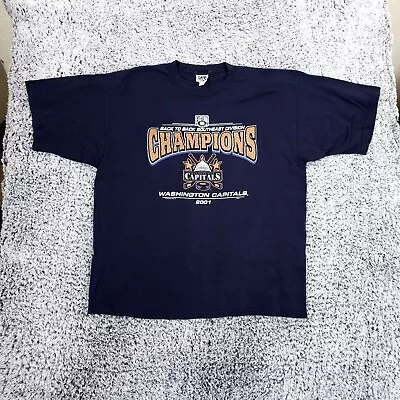 Vtg Washington Capitols Shirt Mens 2xl Blue Lee Sports 2001 Hockey NHL Champions • $20.85