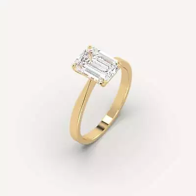 2 Carat Emerald Cut Engagement Ring | IGI E/VVS2 Lab Diamond 14k Yellow Gold • $3240