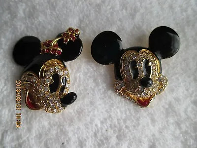 Collectibles Disneyana Jewelry Vintage Napier Mickey & Minnie Rhinestone PinsNew • $69.99