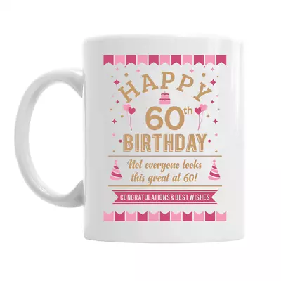 £8.95 • Buy 60th Birthday Happy Gift Present Idea Women Ladies Female Lady Keepsake 60 Mug