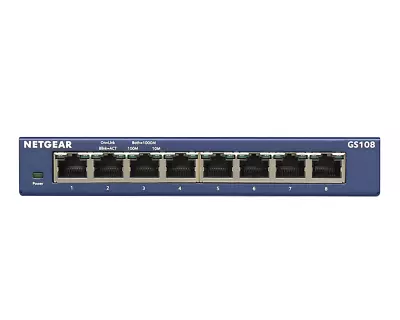 Netgear ProSAFE 8-Port Gigabit Ethernet Switch 10/100 Mbps (GS108-400NAS) Blue • $34.99