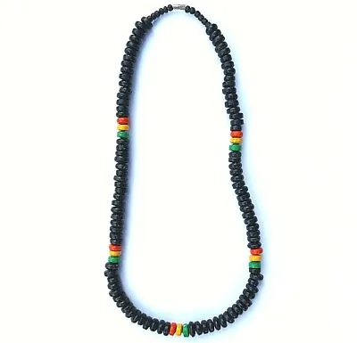 $7.27 • Buy Black Gold Red Green Rasta Reggae  Caribbean Surfer  Style Beaded Necklace Clasp