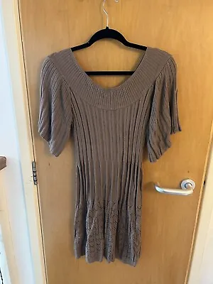 Brown Off Shoulder Knitted Dress • £3.99
