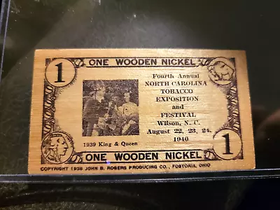 Rare Fourth Annual  North Carolina Tobacco Exposition 1940 Wooden Nickel • $20