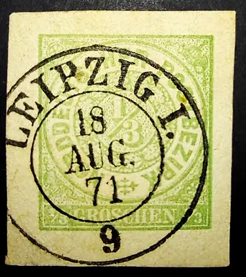 North German Confederation 1/3 Groschen Imperf. Leipzig Cancel 18 Aug 1871 • $150