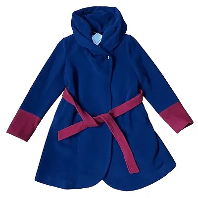 Momo Maternity Cameron Coat Women Medium Navy Wine Belted Wool Blend Pregnancy • $59.99