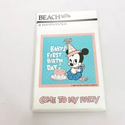 Vintage Mickey Mouse Disney Baby's First Birthday Invitations NWT Set Of 8 • $12.99