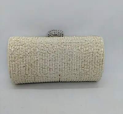 LA REGALE Fully Beaded  Baguette Evening Clutch Minaudiere - GOLD • $24