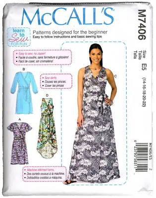 McCall's M7406  Learn To Sew Misses 14 To 22 Maxi Dress Sewing Pattern New • $13.52