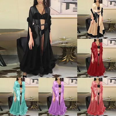 Couples Underwear Matching Set Women Fashion Sexy Tulle Robe Long Lingerie • $45.29