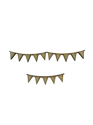 12x Bunting Joined Up Mini 5cm Wood Craft Embelishments Laser Cut Shape MDF  • £3.15